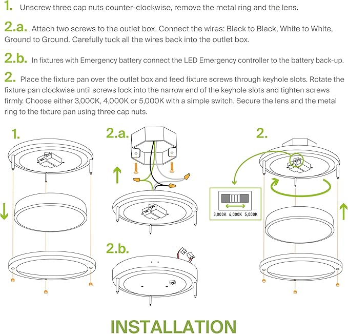 ASD LED 16" Round Flush Mount Lighting, Close to Ceiling Light Fixture | 3CCT, Dimmable, Energy Star, ETL Listed | 24W 2118LM 3000-5000K 100-277V | Low Profile Double Ring Lamp | Nickel, 4 Pack