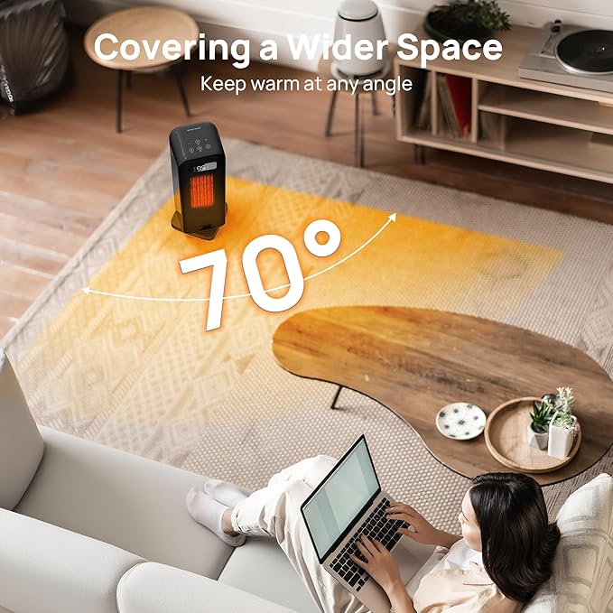 Space Heaters for Indoor Use, Smart Portable Electric Heater with Thermostat, WiFi and Voice Control, 12H Timer, 4 Modes, 36dB 1500W PTC Ceramic Safety Heat for Office Bedroom Home 1Pack Black