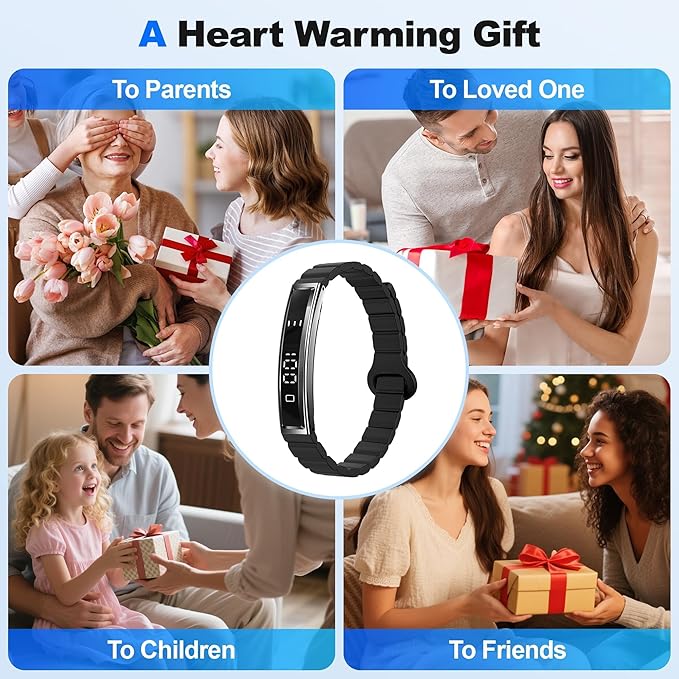 Smart Bracelet for Women, Health Activity Fitness Trackers, 24/7 Heart Rate, Blood Oxygen & Stress Monitor, 24H Sleep Tracker, Smart Wristband with Free APP 2 Bands, Women's Day Gifts - Black