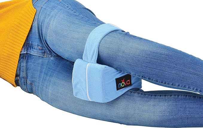 NOVA Leg Spacer Knee Pillow – Orthopedic Foam Knee Support Cushion for Side Sleepers, Pressure Relief for Hips, Legs & Lower Back, Small Size, Soft Terry Cloth Removable Washable Cover