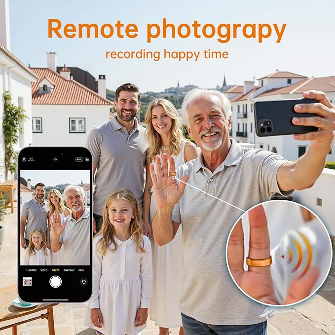 Smart Ring for Women & Men, Health Tracker Ring with Heart Rate, Blood Oxygen,Blood Pressure, IP68 Waterproof Fitness Ring, Sleep Tracker for iPhone and Android, No APP Fee (Orange, 8#)