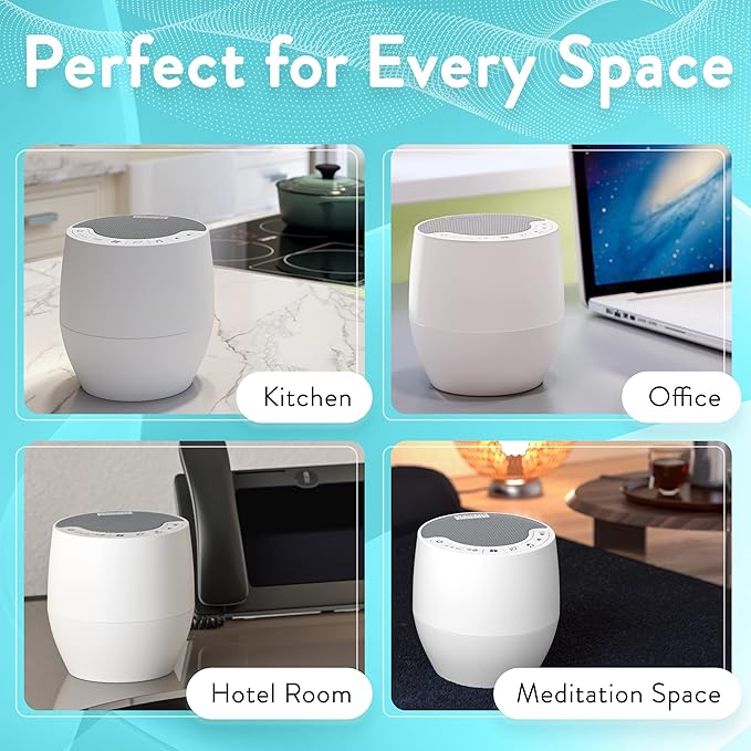 Serene Evolution White Noise Machine with 60 Soothing Sounds - Sound Machine for Adults and Baby - Noise Cancelling Sleep Music Device with Remote Control - Ideal for Office Privacy - Black