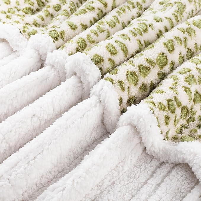 Electric Heated Blanket Full Size 72"×84" with 9 Heating Levels & 1-10Hs Auto Off, Plush Sherpa, Energy Efficient, Machine Washable, for Couch & Bed, Leopard Print Green & White