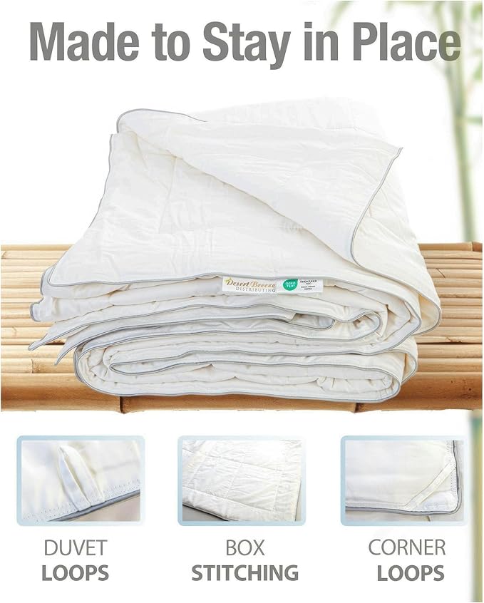 Desert Breeze Distributing Natural Comforter � Viscose from Bamboo Lightweight, Breathable, Down Alternative Quilt or Blanket, Duvet Insert, Queen Size