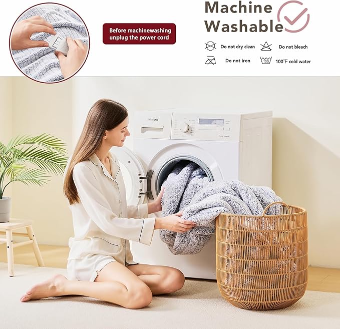 Heated Electric Blanket Queen Size - 84"x90" Flannel Heating Blanket with 10 Heating Levels & 5 Time Settings Over-Heat Protection, Winter Warmer for Adults with ETL Certification(Grey)