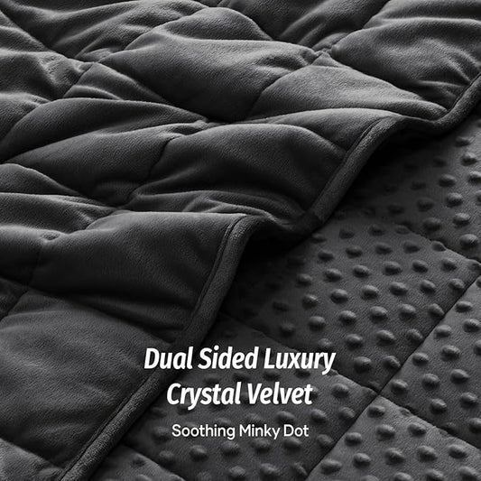 Wemore Minky Dot Weighted Blanket for Adults Twin Size 20 lb, Soft Heavy Blanket for Stress Relief and Sleep Promotion, Breathable Blanket for All-Season with Glass Beads, Black 60 x 80 inches