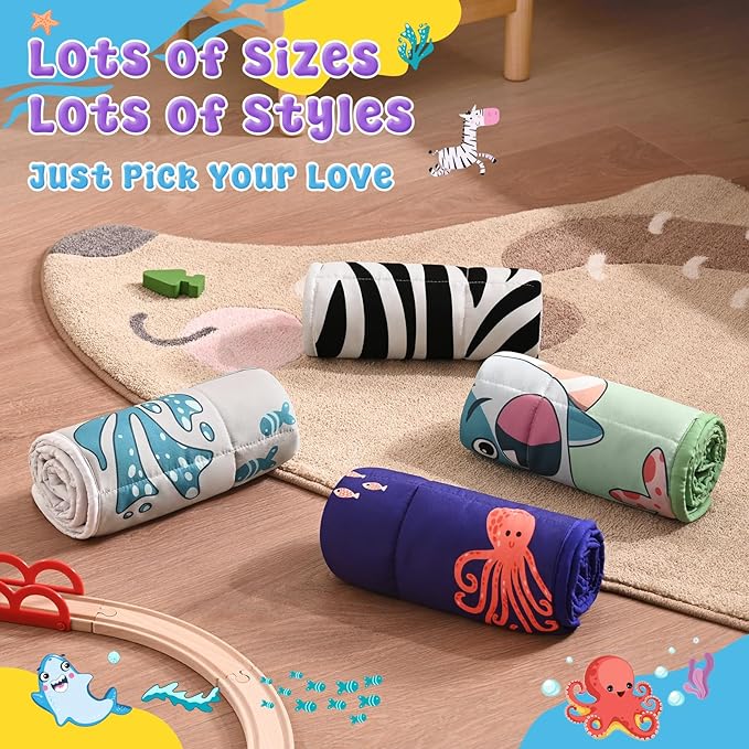 anfie Weighted Lap Pad 2 Pounds, Weighted Blanket Kids(20"*30") Cooling Blanket for Sleeping,Weighted Throw Blanket for Travel Indoor Outdoor (White Zebra)