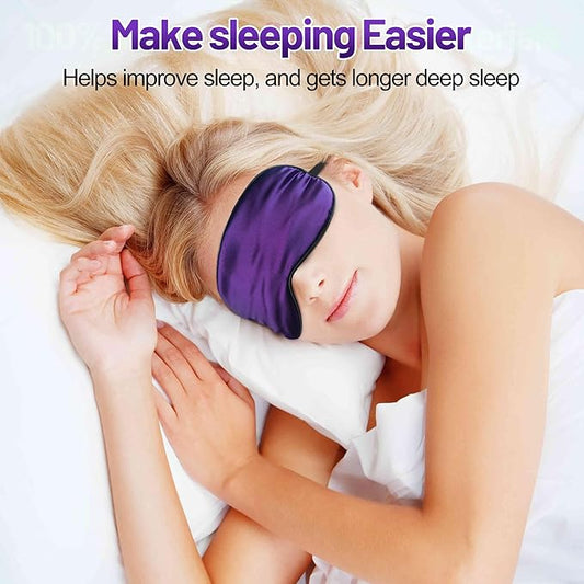 Sleep Mask, Silk Eye Mask for Sleeping with Adjustable Strap, Blindfold Eyeshade for Men & Women, Comfortable & Soft Eye Cover Eyeshade for Night Sleep (Dark Purple)
