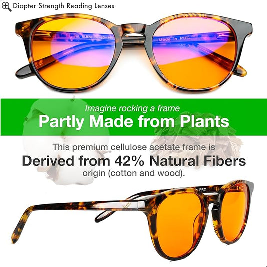 +1.0 +1.5 +2.0 +2.5 Orange Blue Light Blocking Reading Glasses for Better Sleep - Migraine Glasses for Women & Men