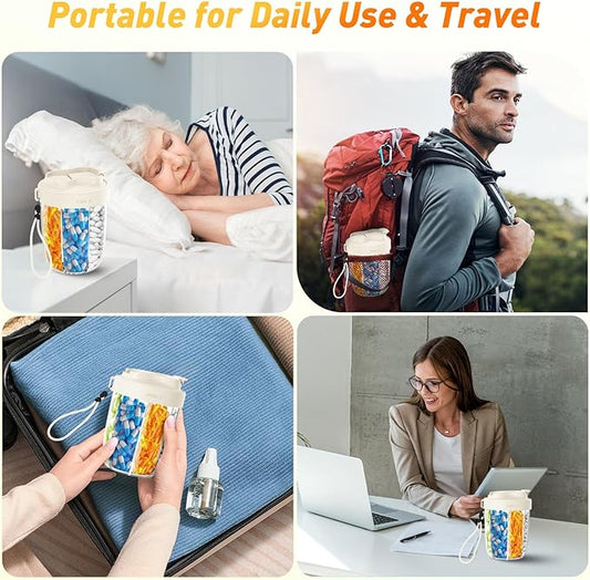 Large Pill Dispenser to Store 7 Various Supplements - Pill Organizer & Supplement Organizer for Travel, Anti-Mixing Design, with Strap & 20 Sticky Labels (Off-White)