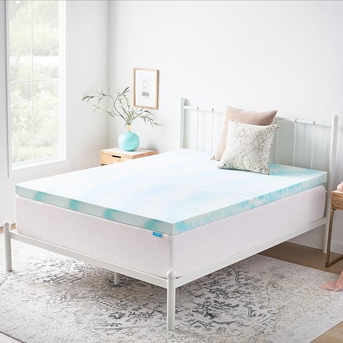 Linenspa 3 Inch Swirl Gel Memory Foam Mattress Topper, California King Size – Cooling Gel Infused, Ventilation Holes – Pressure Relieving Bed Topper – CertiPUR Certified