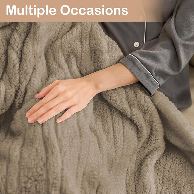 Electric Heated Blanket Full Size 72"×84" with 9 Heating Levels & 1-10Hs Auto Off,Double Sided Plush Sherpa, Energy Efficient, Machine Washable, for Couch & Bed, Light Brown