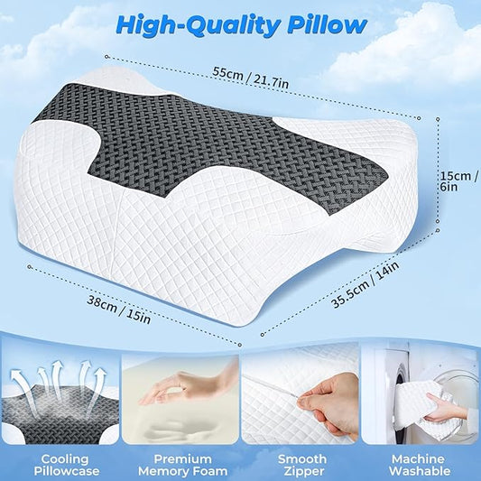SAHEYER Side Sleeper Pillow with Arm Hole, Upgrad Shoulder Relief System for Neck Pain, Multi-Angle Memory Foam Rotator Cuff Pillow for Adults Side, Back and Stomach Sleeper Pressure-Free Sleep, Black