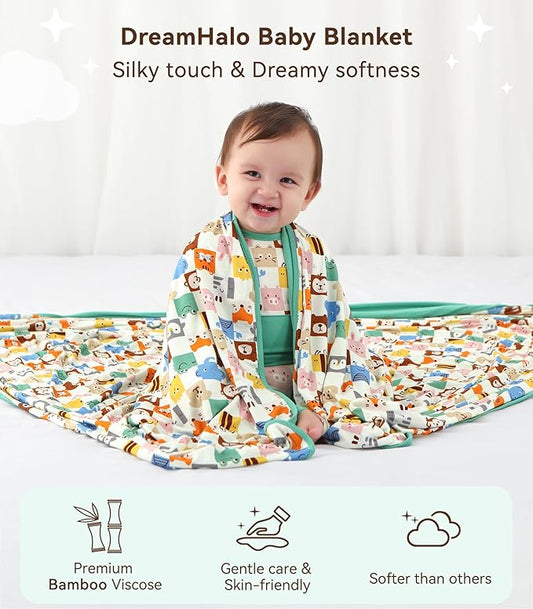 Premium Baby Blankets, Soft Viscose from Bamboo Blanket for Boys and Girls, Nursery Crib Bedding Quilt for Newborn and Toddler, Cooling for Hot Sleepers 50'' x 50'' Animal
