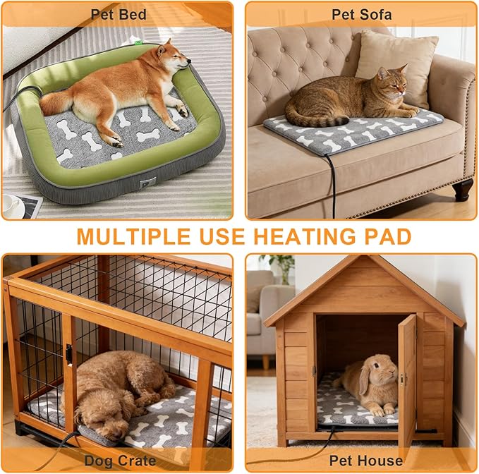 Bestio Cat Heating Pad,16 in Dog Cat Heating Pad,Obtained MET and UL Dual Certification,Smart Thermostat Switch from 1-24 Hours,Indoor Pet Heating Pad for Cats Dogs, Rabbit Pet Heated Pad