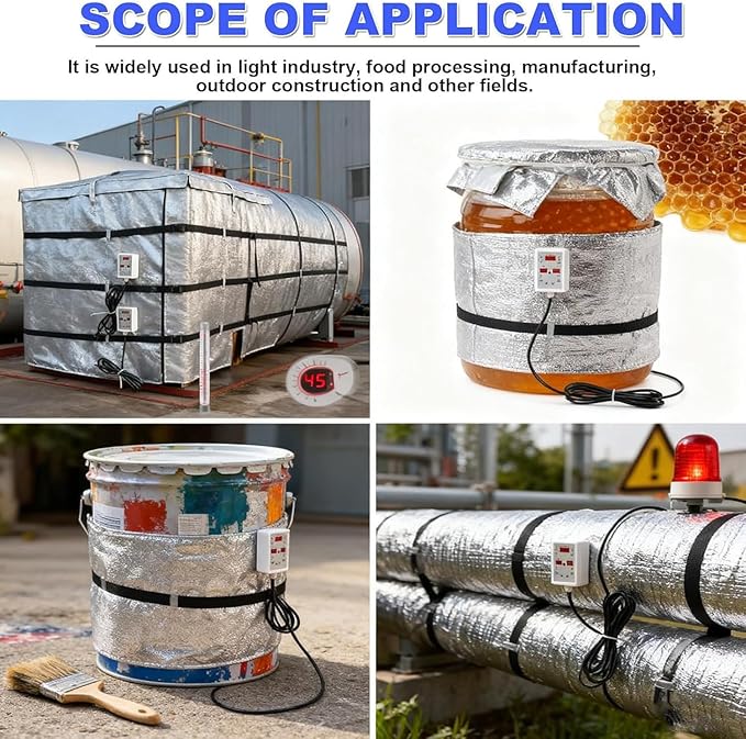 IBC Tote Heater Blanket, IBC Container Heater, IBC Tote Freeze Protection, Smart Temperature Control up to 150°C, IBC Tote Blanket with Thermostat, for Petroleum Grey-275Gallon/1000L