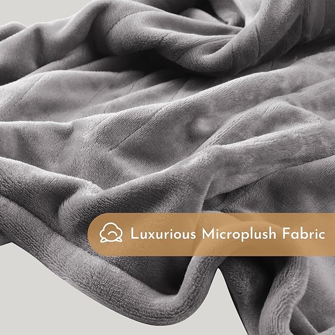 Electric Heated Blanket 62"x84" Twin Size Flannel Heated Blanket, Cozy & Warm for All Night, 4 Heat Settings & 10 Hours Auto Off, Machine Washable, Light Grey