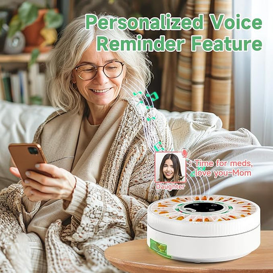 Zoksi Premium 31-Slot Automatic Pill Dispenser with Fingerprint & Key Lock, Smart Medication Organizer with Alarm & Light, Electronic Pill Organizer for Elderly & Forgetfulness(Green)