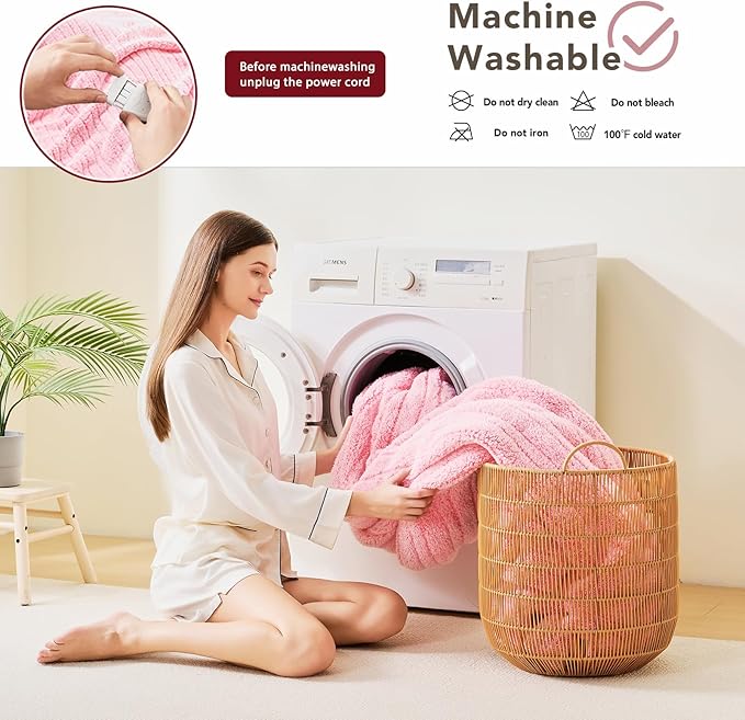 Heated Electric Blanket King Size - 100"x90" Flannel Heating Blanket with 10 Heating Levels & 5 Time Settings Over-Heat Protection, Winter Warmer for Adults with ETL Certification(Pink)