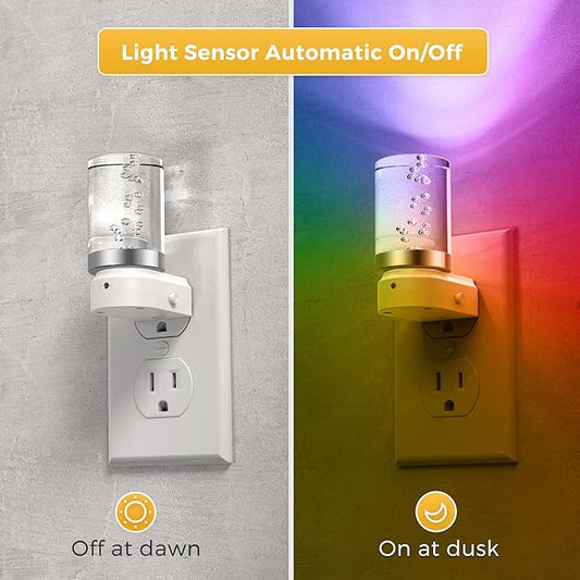 L LOHAS LED Night Light, Night Lights Plug into Wall, Color Changing Nightlight RGB with Dusk to Dawn Sensor, Nightlight Plug in Wall for Halloween, Christmas, Holiday, Hallway Bedroom Kids Room