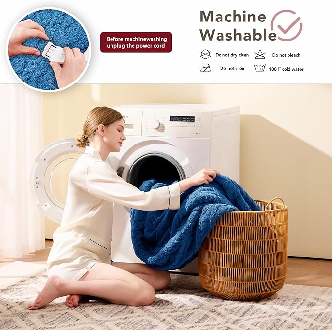 Heated Electric Blanket King Size-100"x90" Heating Blanket with 10 Heating Levels & 5 Time Settings Over-Heat Protection,Winter Warmer for Adults with ETL Certification(Blue)