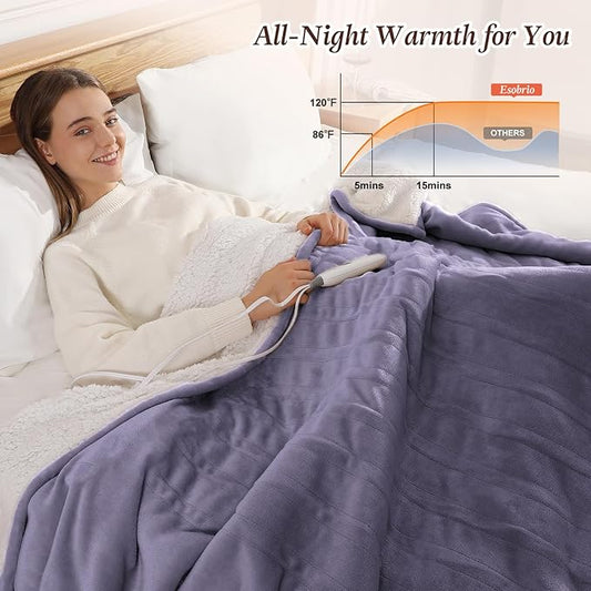 Electric Blanket Queen Size Heated Blanket 84''x90'', Fast Heating Blanket with 5 Heat Settings and 10-Hour Auto-Off, ETL and FCC Certification, House Warming Gifts New Home (Lavender Purple)