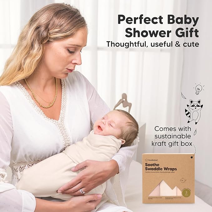 3-Pack Organic Baby Swaddle Sleep Sacks - Swaddles for Newborns, Infant 0-3 Months, Baby Girls, Boys, Soft & Snug Newborn Sleep Sack, Nursery Swaddling Blankets (Angelic, OS)