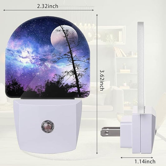 Starry Sky Night Light, Moon Night Light Plug into Wall with Dusk to Dawn Sensor, LED Lamp Energy Saving Lights for Men Women Boys Girls,Lamp for Bedroom Bathroom Hallway