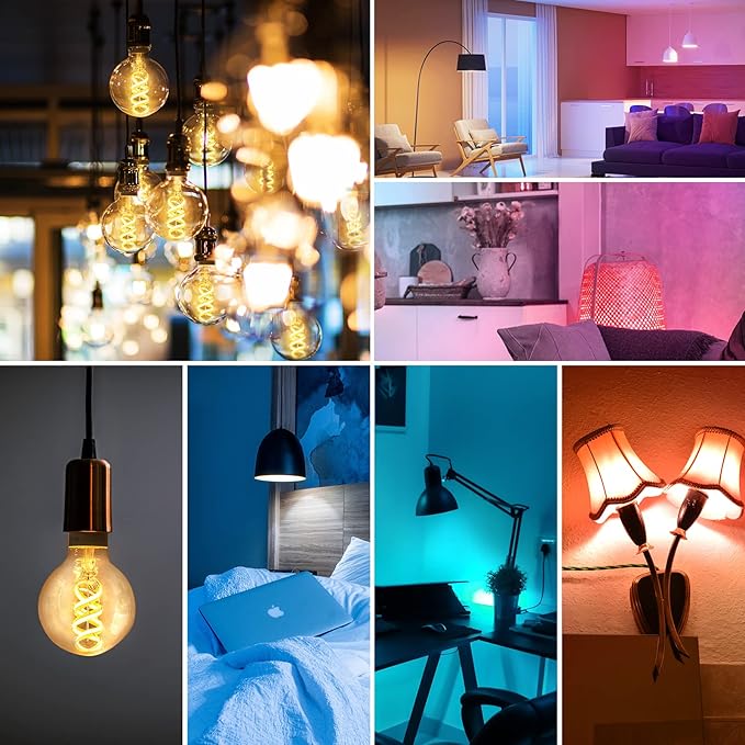 DiCUNO Smart Edison Bulb G80, Color Changing WiFi Smart Light Bulb, Vinatge Globe Filament Bulb Compatible with Alexa & Google, Dimmable with App, 50 Watt Equivalent 450LM, No Hub Required, 1 Pack