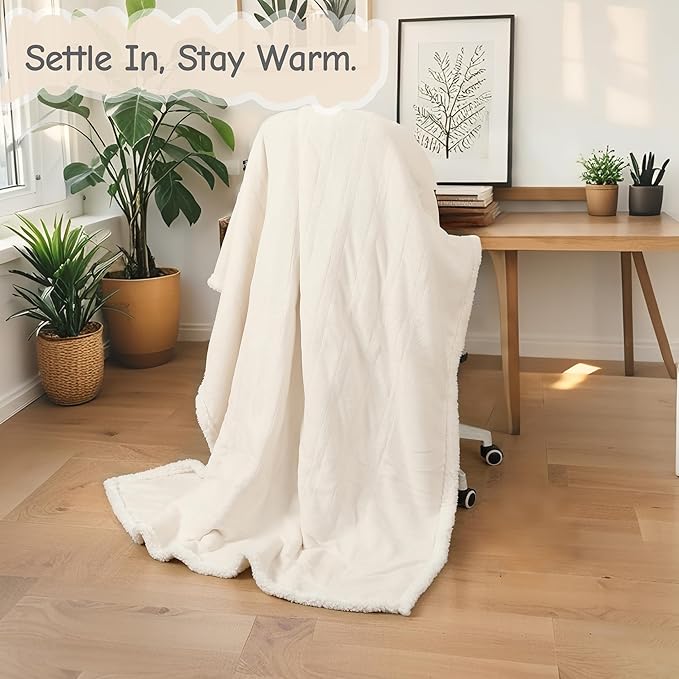 Soypipo Electric Heated Blanket Throw 50"x60", Warm & Lightweight Heated Blanket with 4 Heat Settings, 3-Hour Auto Shut-Off & Overheat Protection, Winter Comfort, Cream