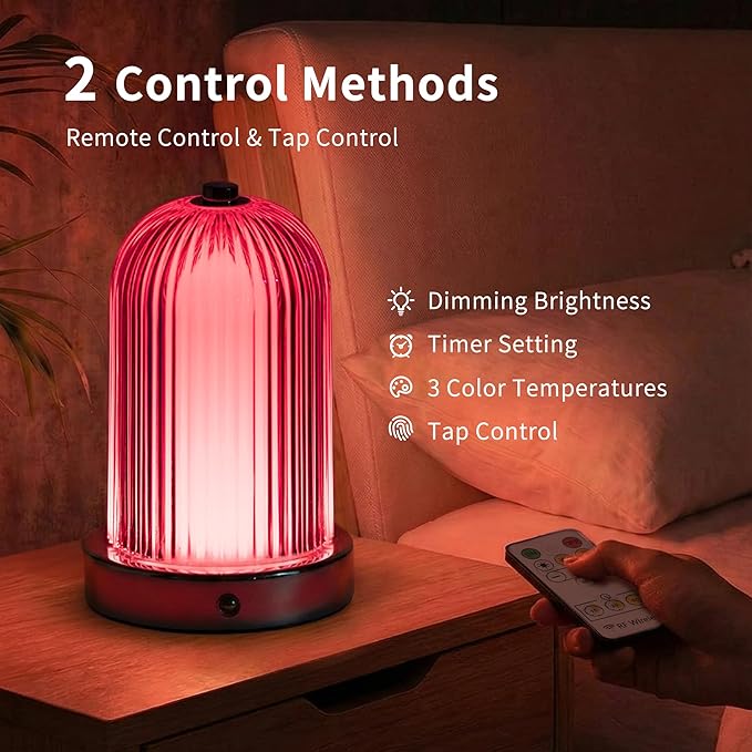 Crystal Egg Red Night Light, 670nm Sleep Lamp, 3 Color Temps, 9 Dimming Levels, USB C Rechargeable with Remote Timer