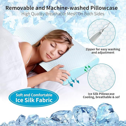 Memory Foam Pillows Neck Pillow for Sleeping, Ergonomic Cervical Pillow Bed Pillow for Side Back Stomach Sleeper, Orthopedic Contour Pillow for Neck and Shoulder Pain Relief