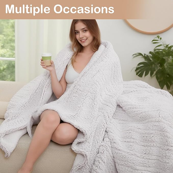 Electric Heated Blanket Full Size 72"×84" with 9 Heating Levels & 1-10Hs Auto Off,Double Sided Plush Sherpa, Energy Efficient, Machine Washable, for Couch & Bed, Light Gradient Purple