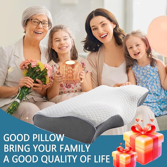 Sleep Apnea Pillow with Neck Pain & Snoring Relief -Orthopedic Cervical Pillow, Ergonomic Contour Memory Foam for Side, Back,Stomach Sleepers, Medium Firm Support(Normal)