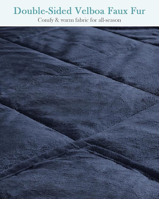 Topblan Weighted Blanket Twin Size 12lbs, Adult Weighted Blankets with Soft Warm Fabric for Sleeping and Calming, Adult Heavy Blanket for Sofa Bed, Navy Blue, 48 x 72 inches