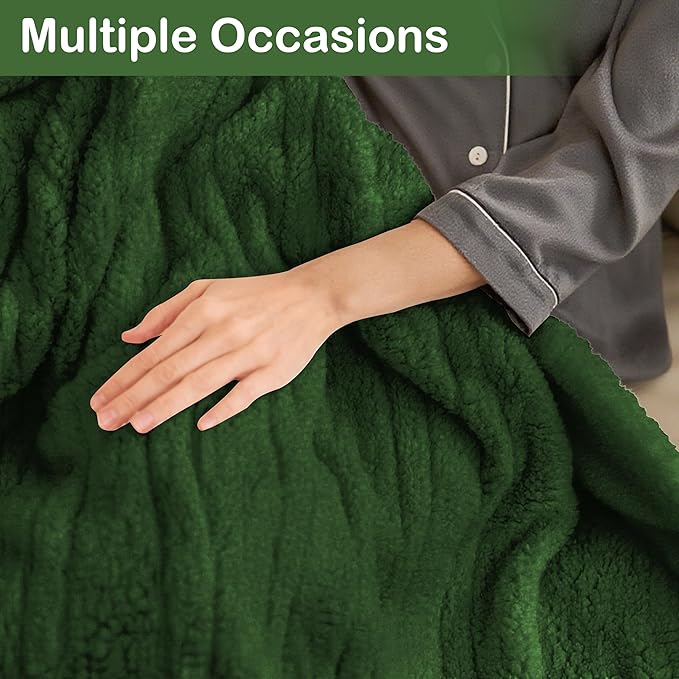 Electric Heated Blanket Full Size 72"×84" with 9 Heating Levels & 1-10Hs Auto Off,Double Sided Plush Sherpa, Energy Efficient, Machine Washable, for Couch & Bed, Green