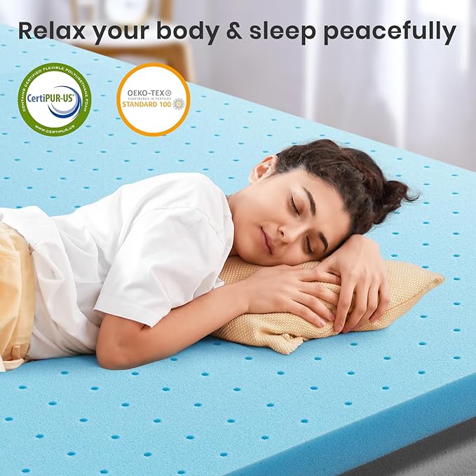 Maxzzz Twin Mattress Topper, 4 Inch Gel Infused Memory Foam Mattress Topper, Cooling Mattress Pad for Pressure Relief Back Pain, CertiPUR-US Certified