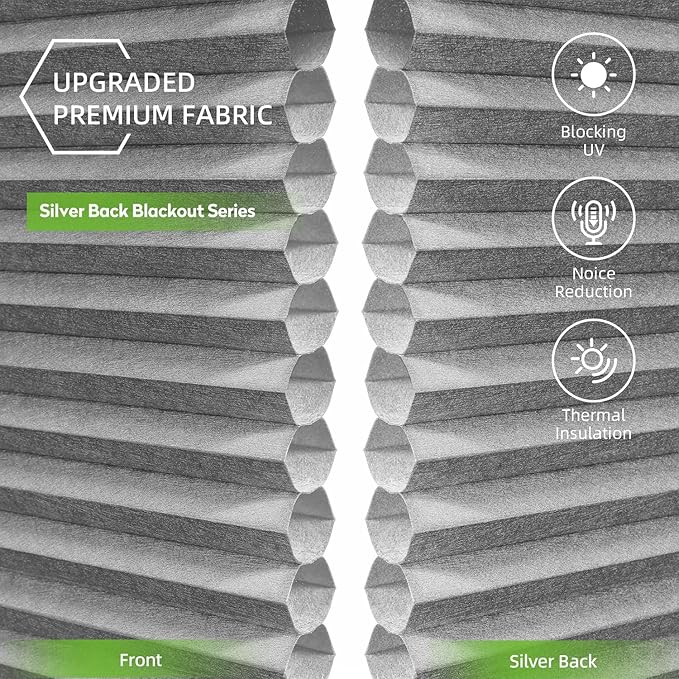 ZSTARR Motorized Skylight Shades Blackout Cellular Honeycomb Electric Blinds with Solar Panel Cordless Rechargeable with Remote for Roof and Slanted Windows (LF Silver Grey)