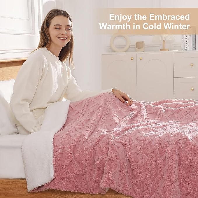 Heated Blanket King Size Electric Blanket for Adults, Dual Controllers Heating Blanket with 5 Heat Settings & 10 Hours Auto Off, Soft Thick 450gsm Sherpa, ETL & FCC Certified, House Warm Gifts(Pink)