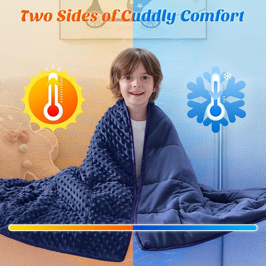 anfie Weighted Blanket Kids(36"x48" 5lbs) Weighted Blanket Cooling Blanket for Sleeping,Throw Size Breathable Blanket with Premium Glass Bead(Blue)