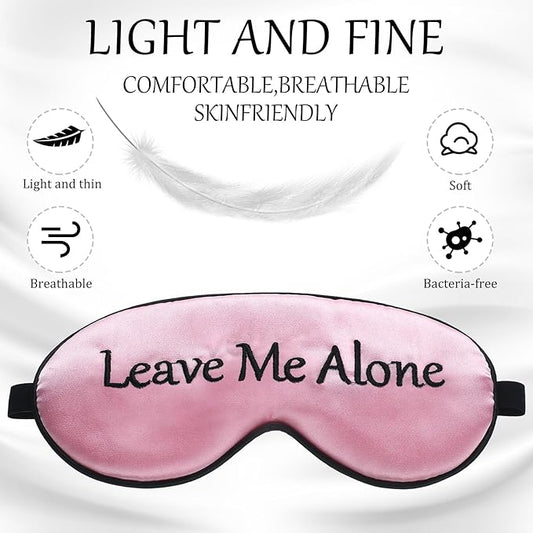 Geyoga 4 Pieces Funny Eye Mask for Sleep Soft Satin Blackout Blindfold with Adjustable Strap Silk Eye Cover for Women Men Travel, Nap, Meditation (Purple, Yellow, Light Blue, Pink)