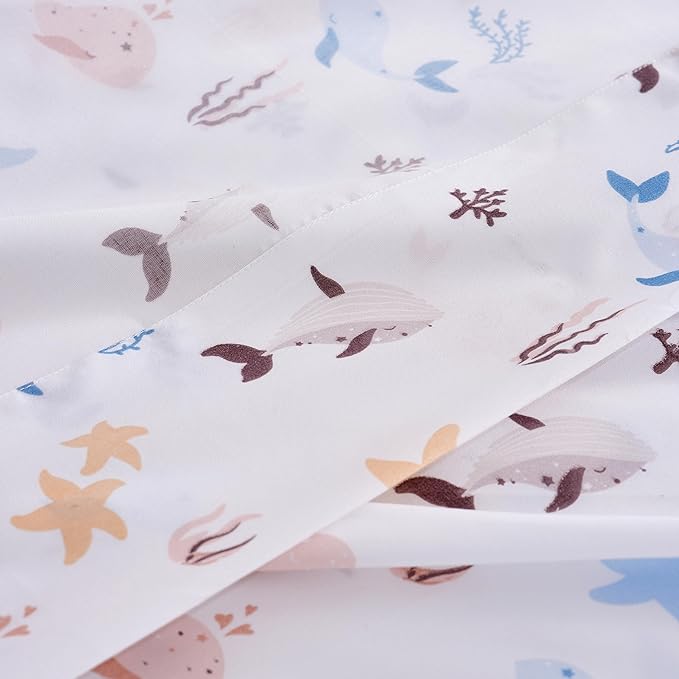 Sea Animal Queen Sheets Fish Whale Underwater World Cute Cozy Fun Queen Bed Sheet Set for Kids Girls Boys Children - Kids Bed Sheet Collection - Deep Pocket, Wrinkle Free and Soft Bedding - 4PC
