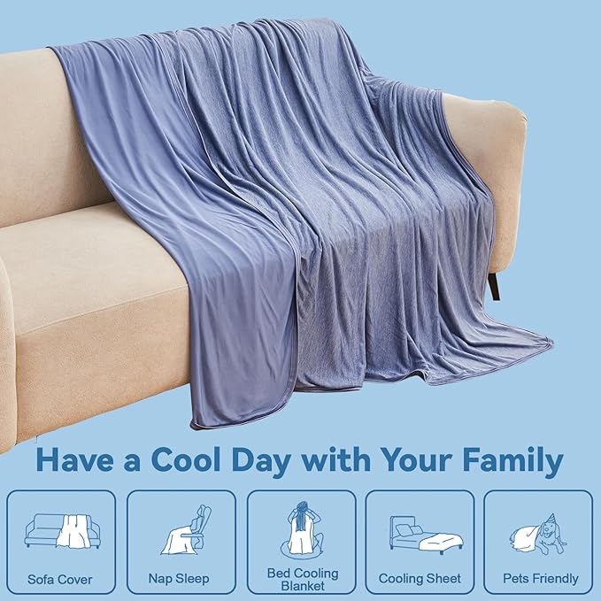 Ailemei Direct Cooling Throw Blanket for Couch, Double-Sided Summer Cooling Blankets for Hot Sleepers, Lightweight Ice Cool Blanket to Relieve Hot Flashes, Breathable Bed Cold Blankets for Sleeping