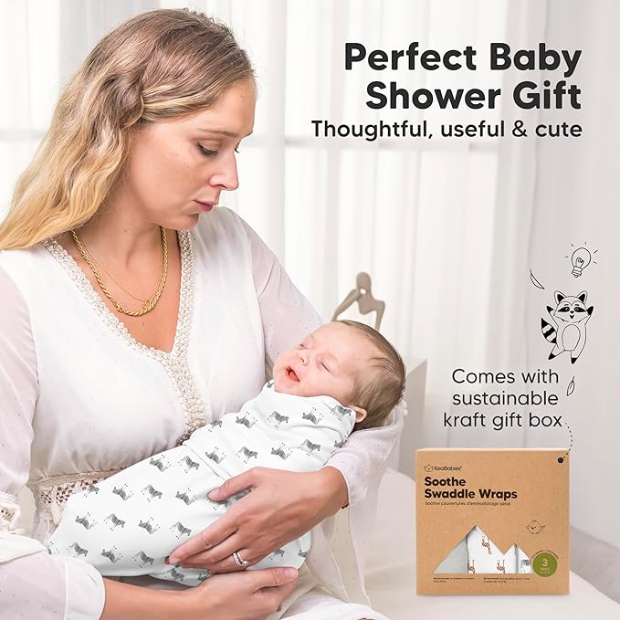 3-Pack Organic Baby Swaddle Sleep Sacks - Swaddles for Newborns, Infant 0-3 Months, Baby Girls, Boys, Soft & Snug Newborn Sleep Sack, Nursery Swaddling Blankets (The Wild, OS)