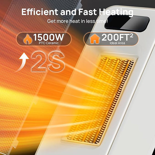 Space Heaters for Indoor Use, Smart Portable Electric Heater with Thermostat, WiFi and Voice Control, 12H Timer, 4 Modes, 36dB 1500W PTC Ceramic Safety Heat for Office Bedroom Home 1Pack White