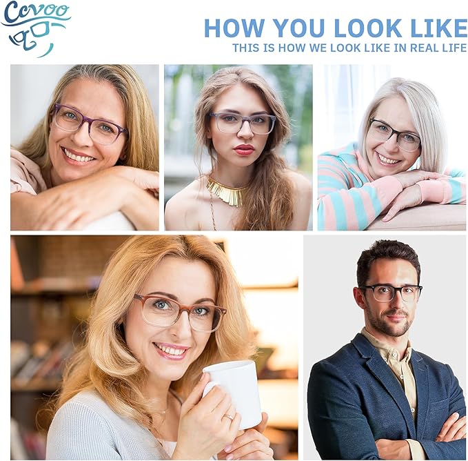 CCVOO 5 Pack Reading Glasses Blue Light Blocking Women/Men, Anti UV Ray/Glare Readers Fashion Eyeglasses with Spring Hinge (B3 Mix,1.50)
