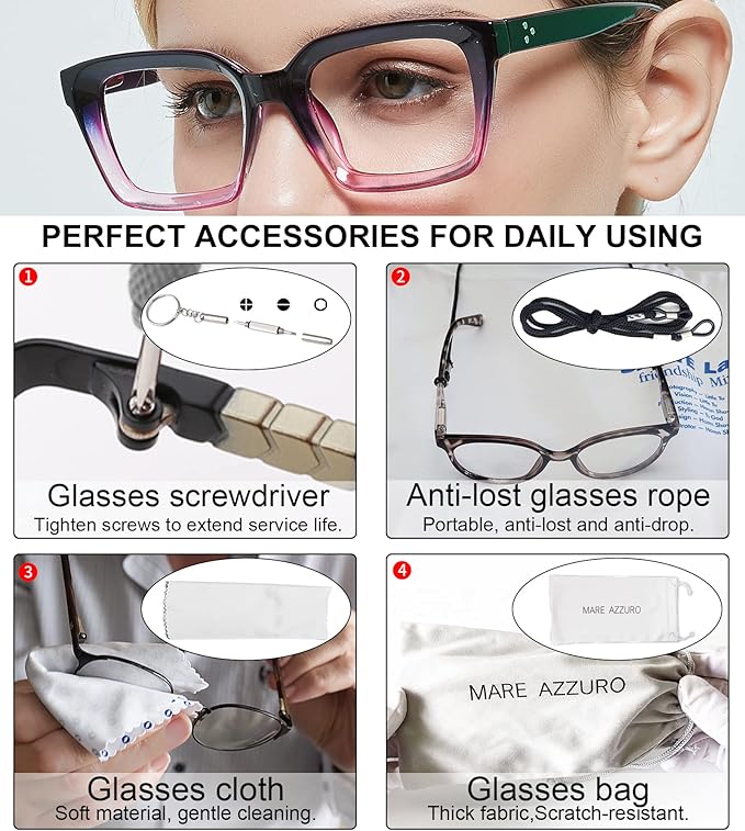 MARE AZZURO Blue Light Blocking Reading Glasses Women Computer Readers 0 1.0 1.25 1.5 1.75 2.0 2.25 2.5 2.75 3.0 3.5 4.0 5.0 6.0 (Purple, 4.00)
