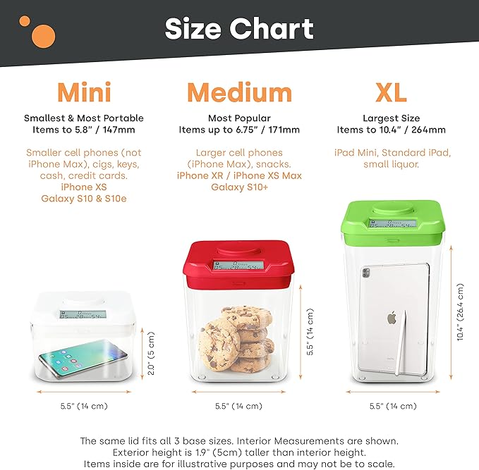 Kitchen Safe Time Locking Container, Phone Jail, Medication Lock Box, Break Bad Habits, Quit Smoking, Stop Snacking, Gaming Addiction, Family Time (Medium, Pink Lid + 5.5” Clear Base with Access Port)