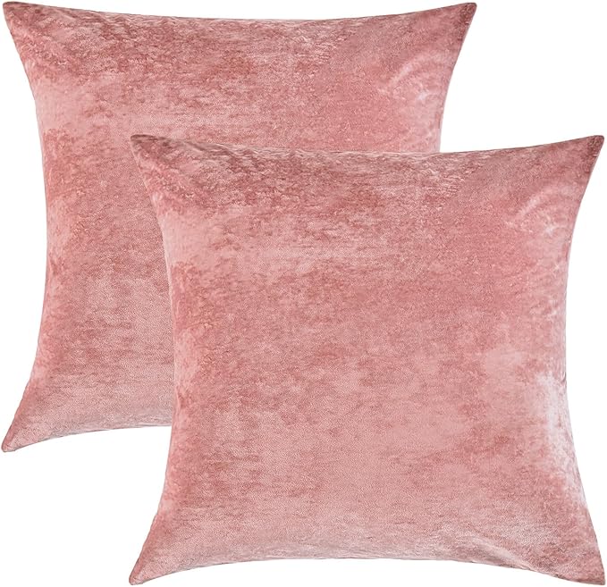 PHF Truly Velvet Throw Pillow Covers, 24"x24", No Insert, 2 Pack Color Gradient Cushion Covers, Ultra Soft Cozy Square Covers Shell for Home Decorative, No Shedding, No Pilling, Pink