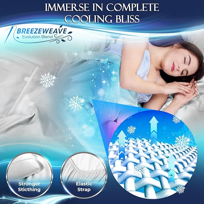 DECOLURE Cooling Sheets Full Set 4pcs - Luxurious & Ultra-Soft Full Size Cooling Sheets for Hot Sleepers - Comfortable Bamboo Viscose Microfiber Full Cooling Bed Sheets w/Deep Pockets (White)